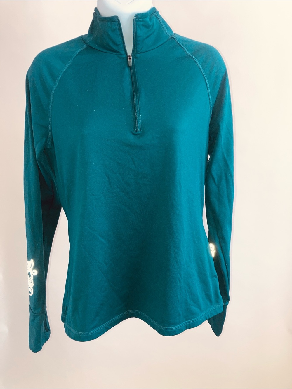 Athleta Women's Dark Green Teal Quarter-Zip Performance Pullover Size Medium